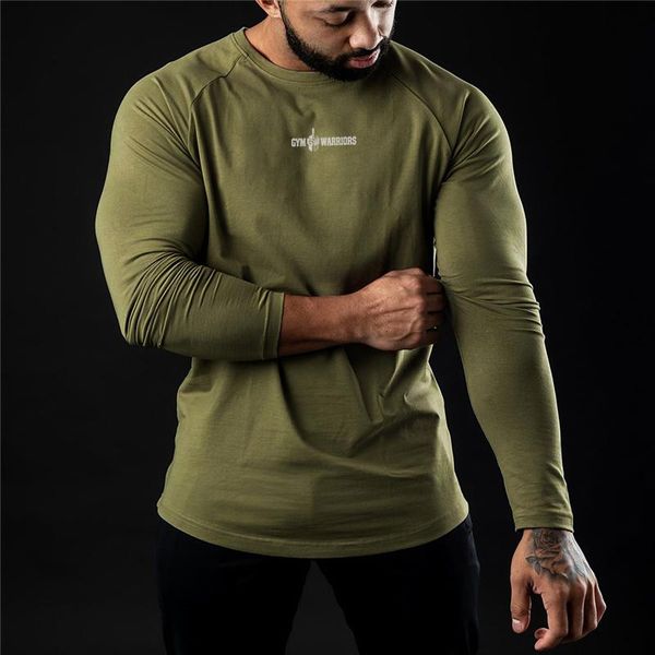 

men's t-shirts spring gym clothing men casual slim running shirt cotton sports t-shirt bodybuilding fitness workout long sleeve tee mal, White;black