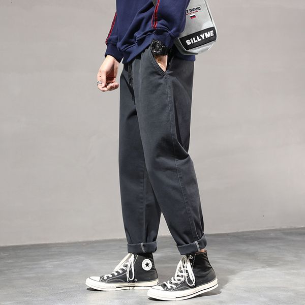 

2021 new mens cotton trousers man straight size pant suit stretch male slwp, Black