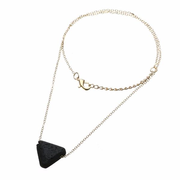

pendant necklaces 10pcs)nature triangle lava stone essential oil diffuser necklace jewelry minimalist, Silver