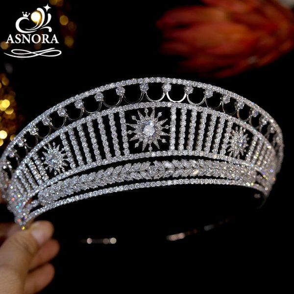 

hair clips & barrettes european vintage tiaras asnora cubic zirconia crystal crowns for women bridal wedding accessories jewelry, Golden;silver