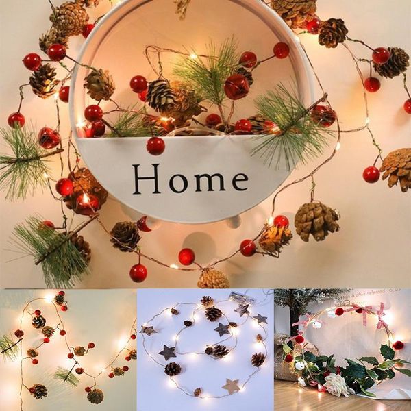 

christmas lighting string pinecone star bell copper wire fairy garland lights for xmas christmas tree holiday party decoration