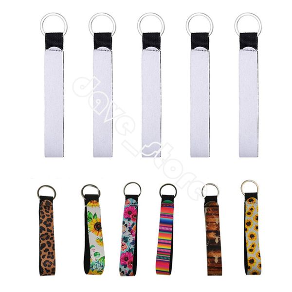 

sublimation blank long keychain pendant keyring heat transfer neoprene white wrist band key chain diy gift, Silver