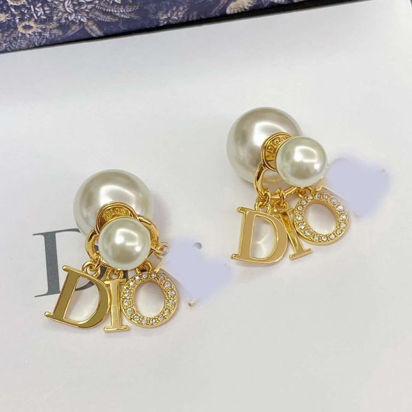 

letter pearl earrings women's 925 silver needle qkhu, Golden