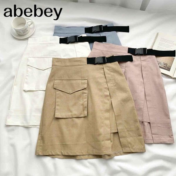 

skirts 2021 summer casual all-match pocket design short skirt irregular high waist slim work style, Black