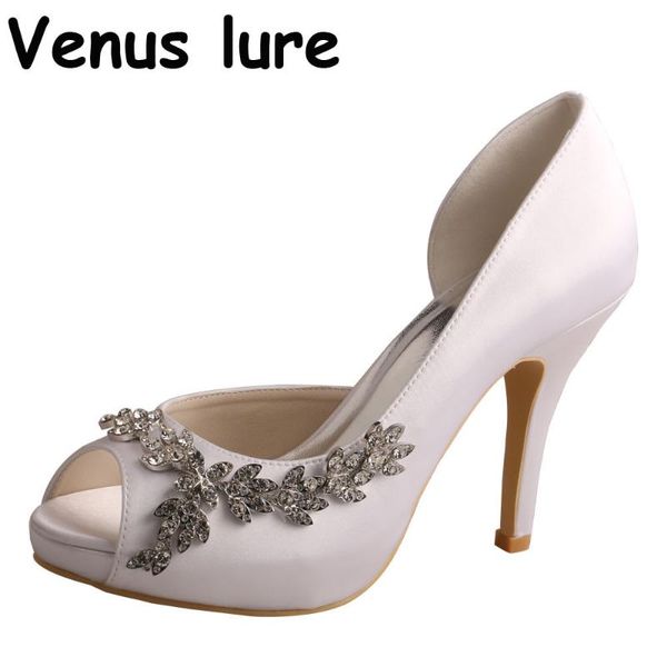 

dress shoes white high heels pumps satin wedding for bride evening party bridal woman peep toe platform ladies, Black