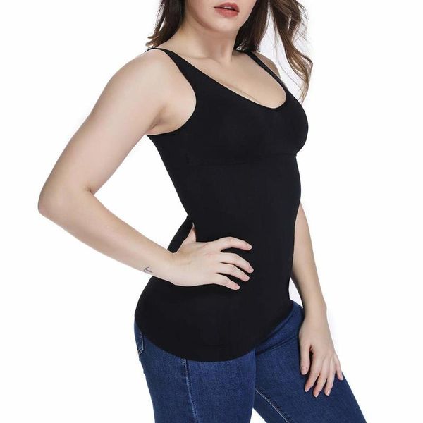 

plus size bra cami tank women body shaper underwear slimming vest corset shapewear seamless bust padded chest compression, White