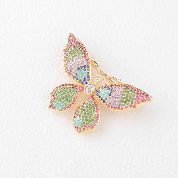 

30*40mm gold plated cubic zirconia micro butterfly brooch pin, Gray