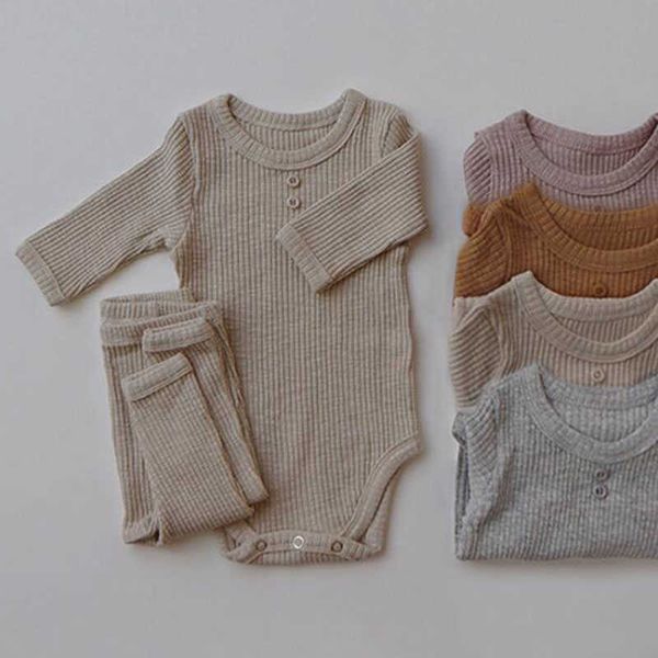 

spring autumn infant baby boys girls long sleeve pure color rompers + pants suit clothing sets kids boy girl suit clothes g1023, White