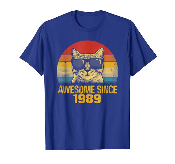 

awesome since 1989 30th birthday gift cat lover t shirt, White;black