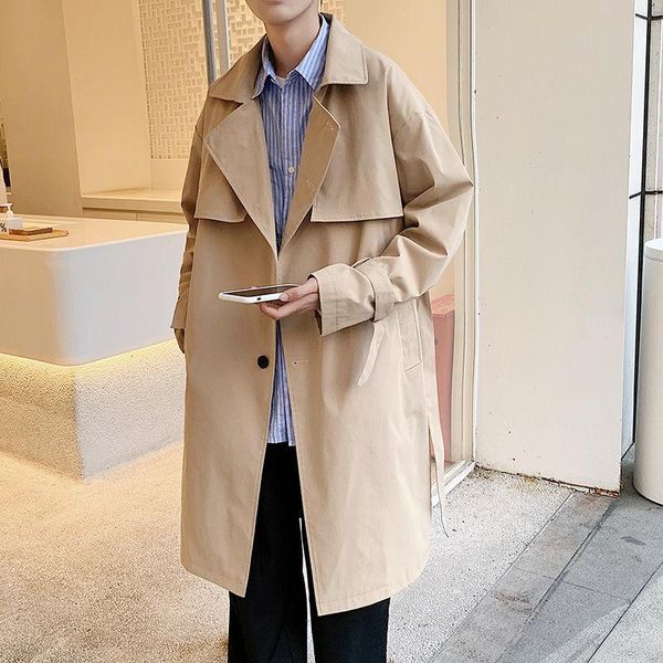 

men's jackets windbreaker men 2021 autumn and winter mid-length streetwear korean style trendy casual jacket khaki, Black;brown