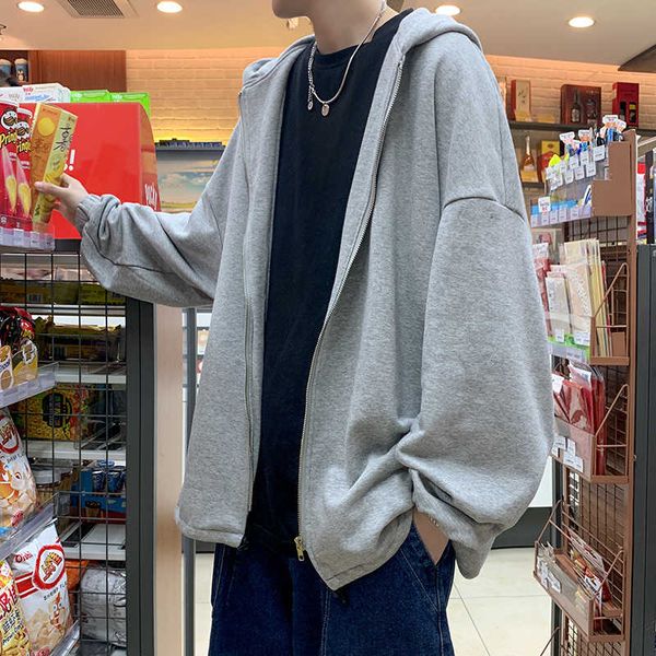 

autumn hoodie jacket men's ins fashion brand lazy wind super fire cec ruffian handsome coat korean loose cardigan sweater, Black;brown
