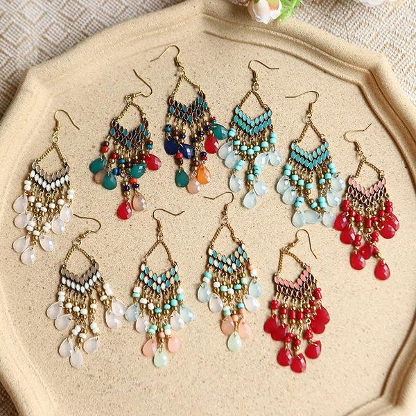 

stud korean earrings fan-shaped tassel fashion anti-collision color drop long bohemia earings jewelry 2021, Golden;silver