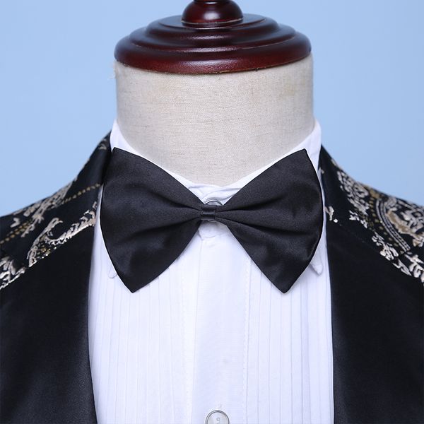 

mens 2 piece wedding suits vintage groomsman embroidery jacquard tuxedo suit stage male singer host performance costume formal, Black;red