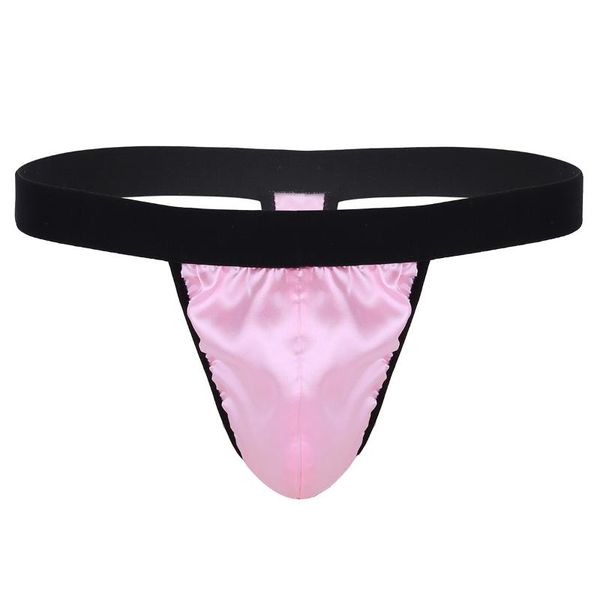 

women's panties 2021 mens sissy lingerie briefs soft shiny satin low rise high cut bikini g-string thong male gay exotic underwear, Black;pink