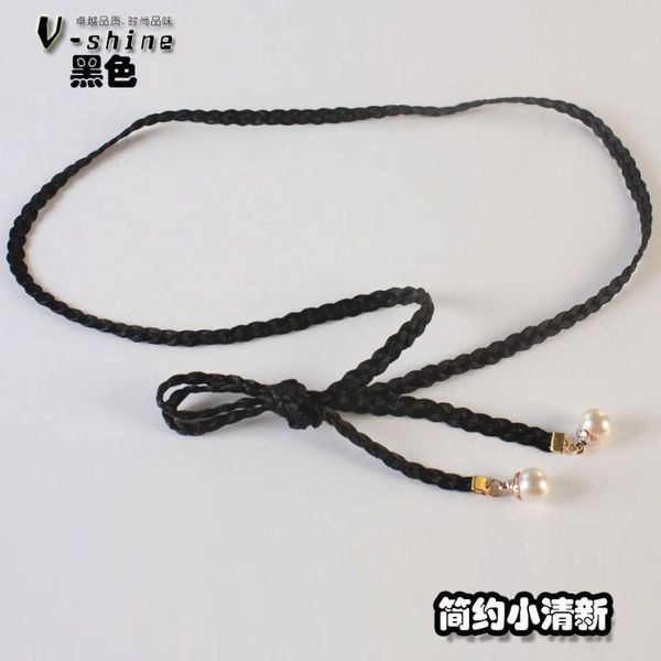

belts fashion knitted black belly chain women brief thin all-match belt one-piece dress waist rope cronyism h120, Black;brown