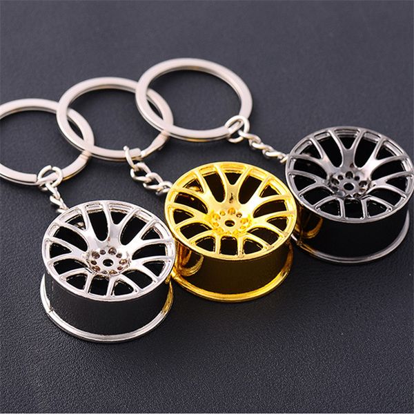 Auto Turbo Hub Beychain колесо RIM автомобиль Keyring Zing сплав FOB Toin Styling Key цепи Серебряное золото черное хорошее качество