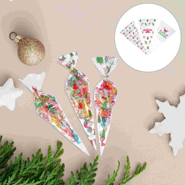 

gift wrap 100 set christmas decoration bags triangle candy snack packaging (transparent)