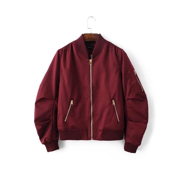 

women's jackets spring autumn ladies jacket outdoor zipper solid color stitching stand collar short all-match women casual female outwe, Black;brown