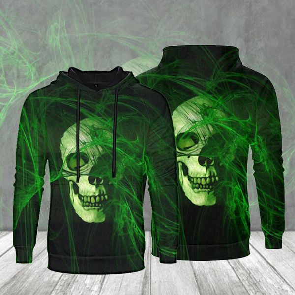 

halloween oil painting playing cards skull pattern men's 3d printed hoodie visual impact party punk goth round neck sweatshirt hoodie, Black