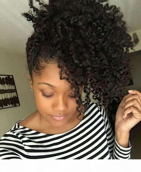 

afro kinky curly ponytail for women natural black remy hair 1 piece clip in ponytails 100% human hair extensions 120g