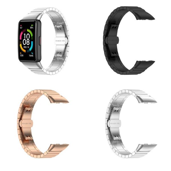 

watch bands textured stainless steel strap bracelet belt with tools for huawei band6/honor band6, Black;brown