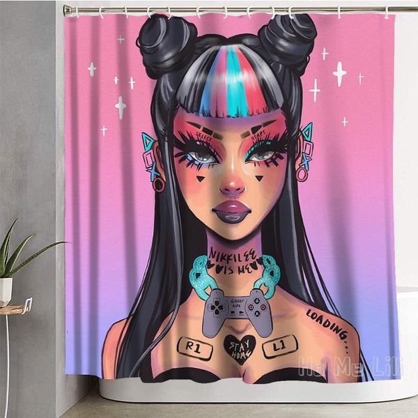 

shower curtains black woman curtain waterproof polyester