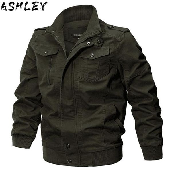 

men's jackets plus size 2021 military jacket spring and autumn cotton pilot men brand embroidery multi-pocket cargo flight, Black;brown