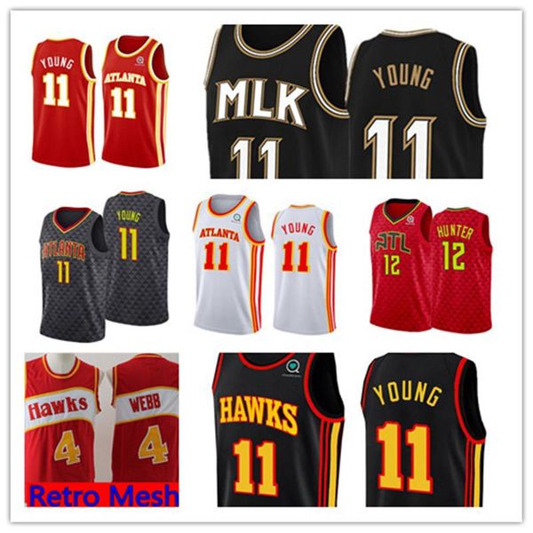 

trae 11 young basketball jerseys de'andre 12 hunter 4 webb mens, Black;red