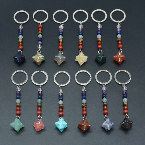 

natural crystal agate seven chakra key chain 12 t2