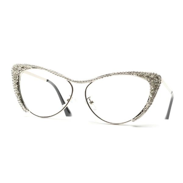 

sunglasses fashion women cat eye reading glasses retro crystal diamond frame with prescription anti blue light lenses metal magnifier nx, White;black