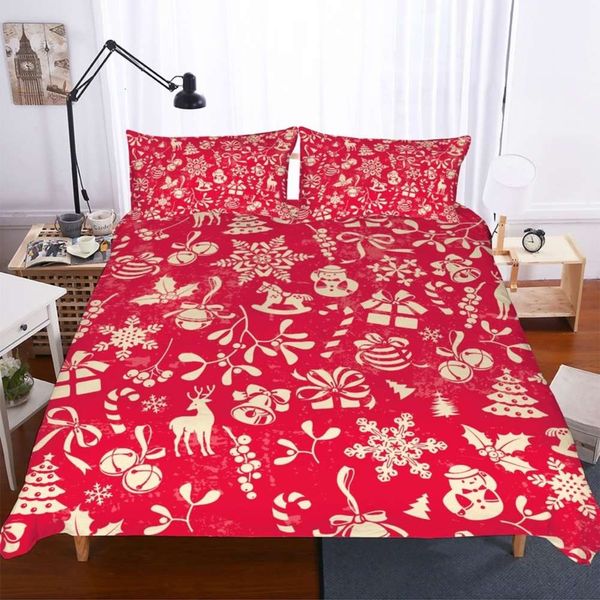 

christmas element decor red bedding soft microfiber duvet cover pillowcase joyous quilt cover single double bed set bedspread