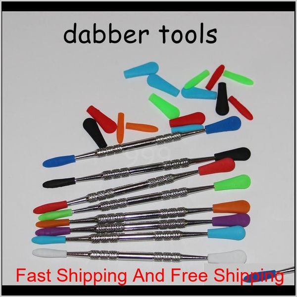 

wax dabber tool wax atomizer stainless steel dab tool with sile cap dabber tool dry herb vaporizer pen skillet qylgxl bdetoys