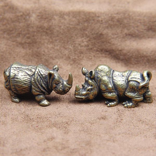 

decorative objects & figurines figurine animal european creative copper gifts statue tabledecor for office home decorations rhinoceros d