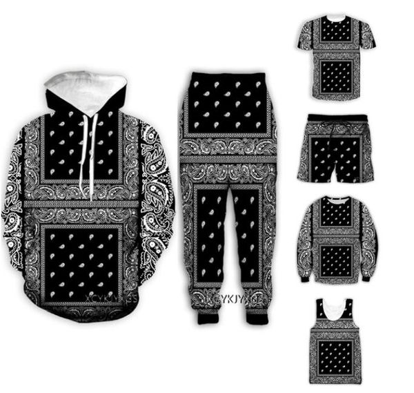 2022 Nova Moda Padrão de Bandana Homens Mulheres Impressão 3D Harajuku Estilo Camisetas / Hoodies / em camisolas / Calças / Calções / Vest