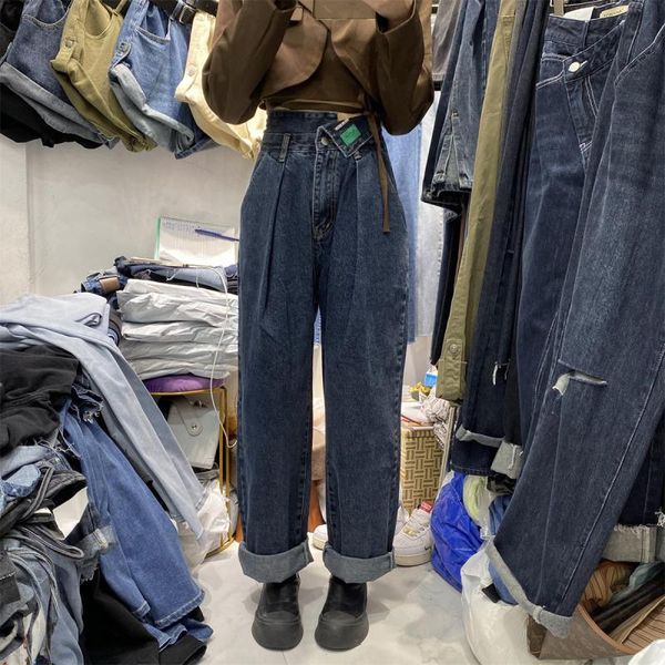 

women's jeans that autumn chic design high-waist blue jeans.