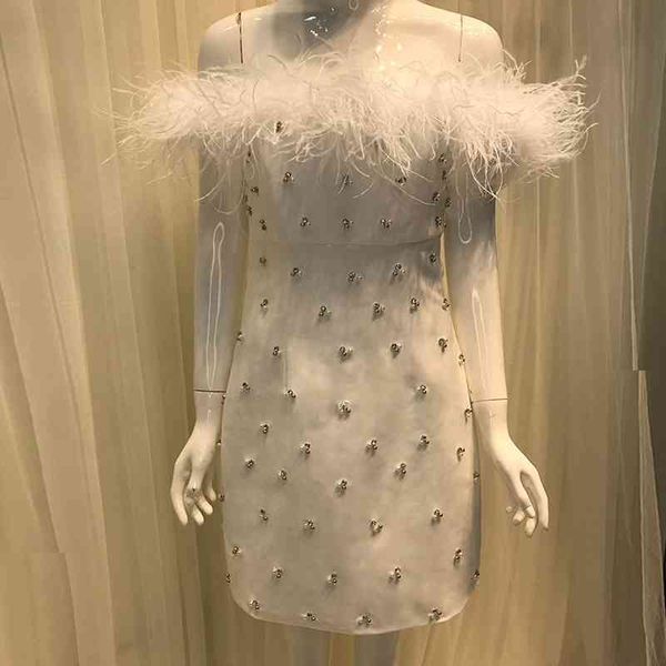

casual dresses women off shoulder diamonds feather strapless elegant sweet x80p, Black;gray
