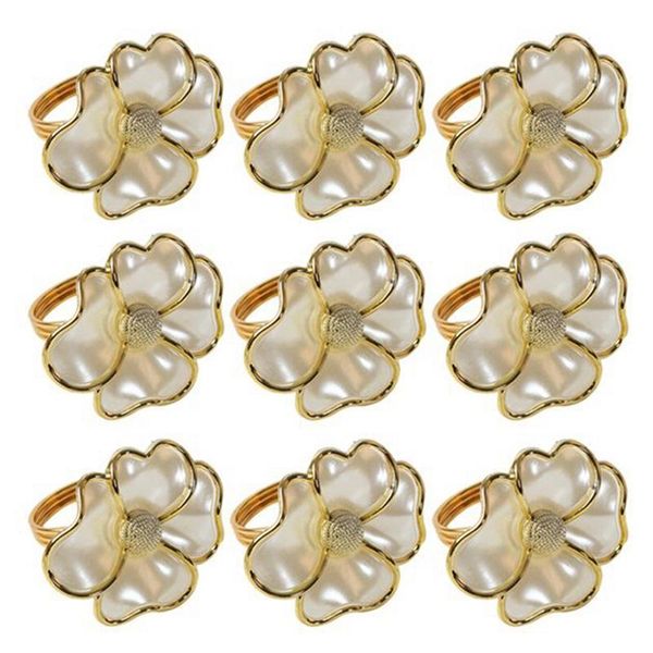 

napkin rings lotus flowers white pearl shape for el beautiful buckle wedding table decor,9 pcs