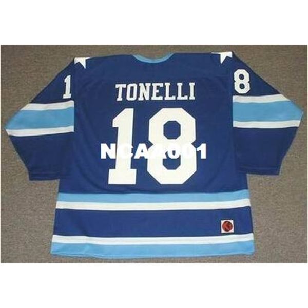 

001 #18 john tonelli houston aeros 1976 wha retro home hockey jersey or custom any name or number retro jersey, Black