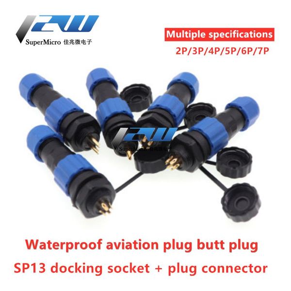 

other lighting accessories sp13 ip68 waterproof connector, male and female plug, 1/2/3/4/5/6/7 pin, panel mount cable aviation connector
