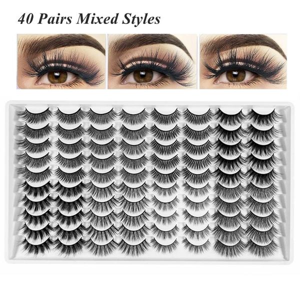 

false eyelashes 20/30/40 pairs 3d mink lashes faux cils mixed dramatic natrual pack in lots messy fluffy packaging bulk