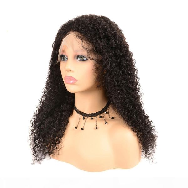 

viya peruvian human hair wig 13*4 front lace wig with baby hair curly hairstyle no shedding natural color, Black;brown
