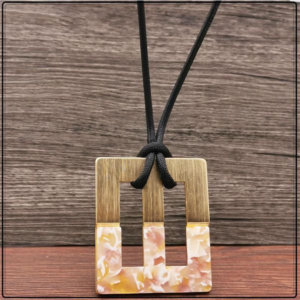 

pendant necklaces vintage metal and resin golden big square necklace for women punk retro goth gothnic accessories boho jewelry, Silver