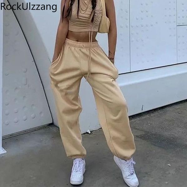 

women's pants & capris elastic high waist solid jogger pant women fashion simple casual warm fleece tracksuit sweatpant fall winter har, Black;white