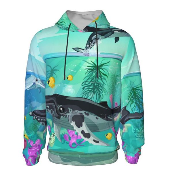 

men's hoodies & sweatshirts teenager sweatshirt tracksuit sports 2021 winter cartoon colorful sea life casual jumper, Black