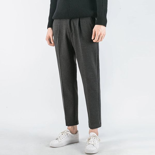 

2021 winter thick woolen tpants men's warm fashion solid color business casual men wild suit pants mens wn9h, Black