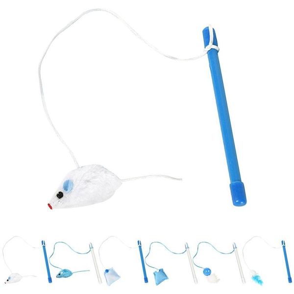 

cat toys interactive toy kitten teasering mouse/pouch pendant teaser wand faux feather chasing pet training