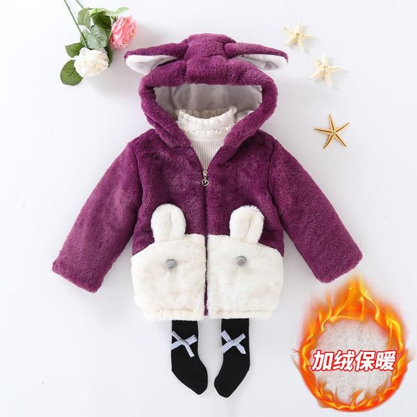 

girl's coat 2021 winter new style children cute mixed colors hooded cartoon wool sweater, Blue;gray