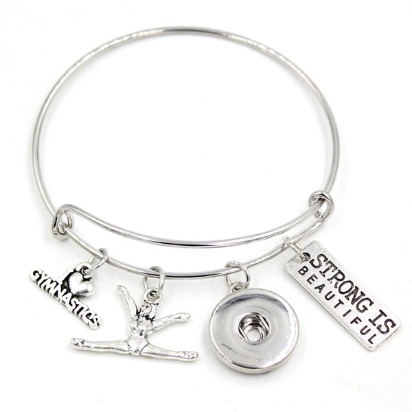 Großhandel „I love Gymnastics“-Armband, Turner-Charm-Armreif, Sport-Armband, Geschenke, Schmuck, verstellbares Druckknopf-Armband, Druckknopf-Schmuck