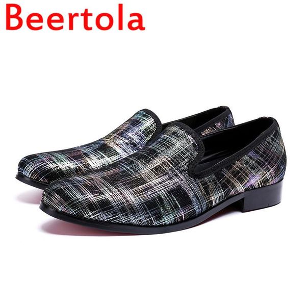 

dress shoes bling pattern embroidered men flats for loafers fashion pointed toe casual masculine chaussures party, Black