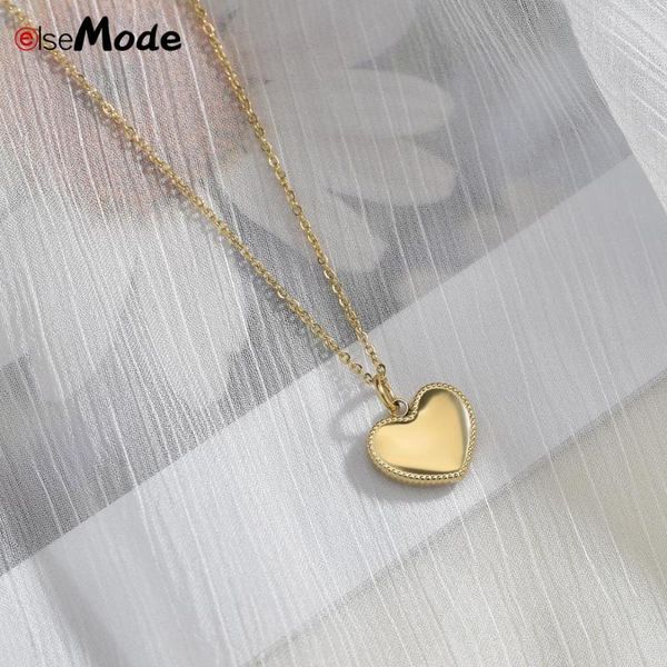 

pendant necklaces elsemode arrivals gold color love heart stainless steel women wedding party jewelery necklace drop, Silver